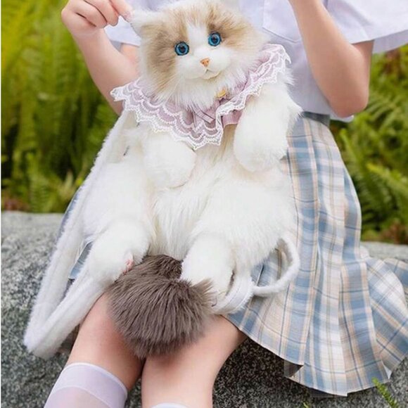 Chongker Cat Shaped Backpack 🐱Handmade Realistic Rag Doll Cat Brand New 🥰 - Picture 7 of 15